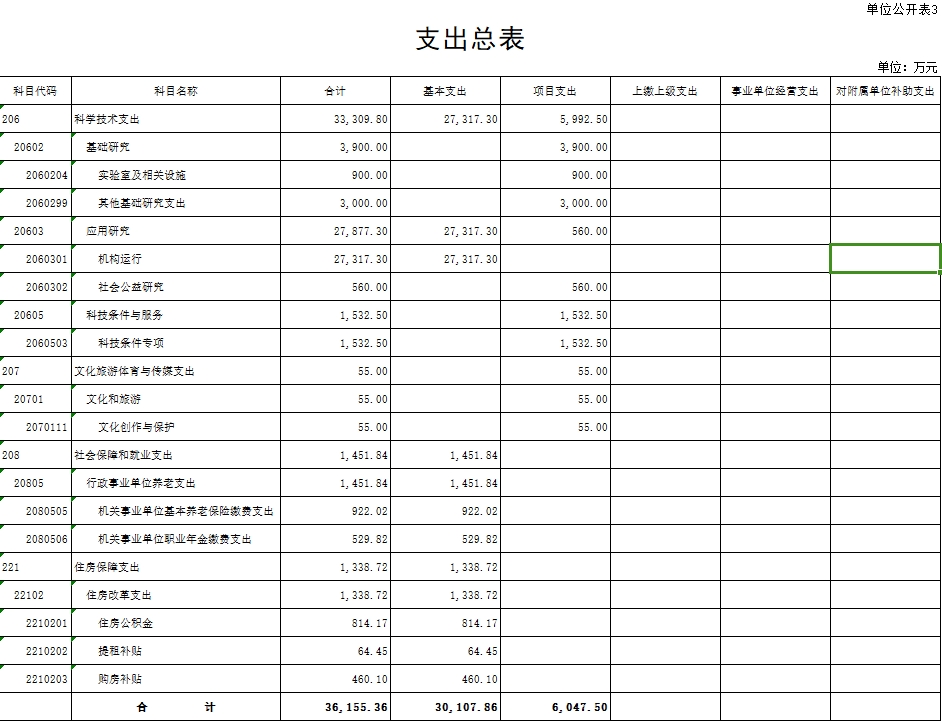 支出总表