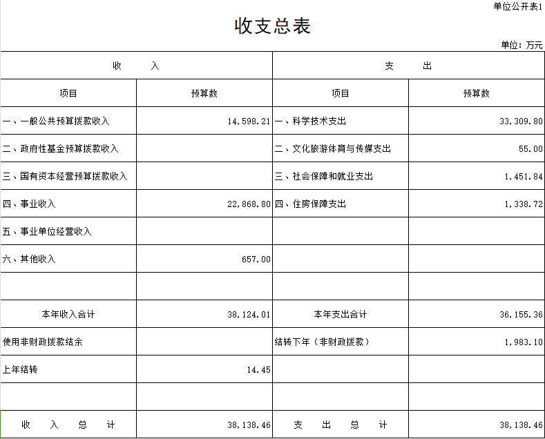 收支总表